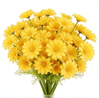 Dailygoods - 10 Stuks Kunstbloemen Geel, Kunstmatige Madeliefjes Stelen voor DIY, Tafeldecoratie en Woondecoratie voor het Hele Jaar