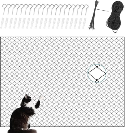 Katten Balkonnet - Veiligheidsnet Huisdier - Buiten Genieten - Eenvoudige Installatie - 300x200cm - Zwart