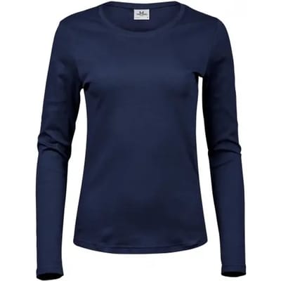 Tee Jays - Dames Interlock T-shirt lange mouwen - Navy maat S