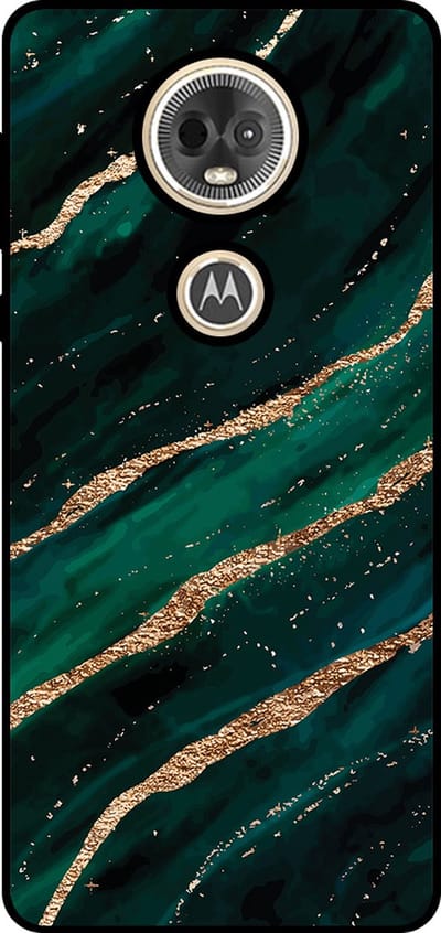 Smartphonica Telefoonhoesje Geschikt voor Motorola Moto E5 Play met marmer opdruk - TPU backcover case marble design - Groen Goud geschikt voor Motorola Moto E5 Play