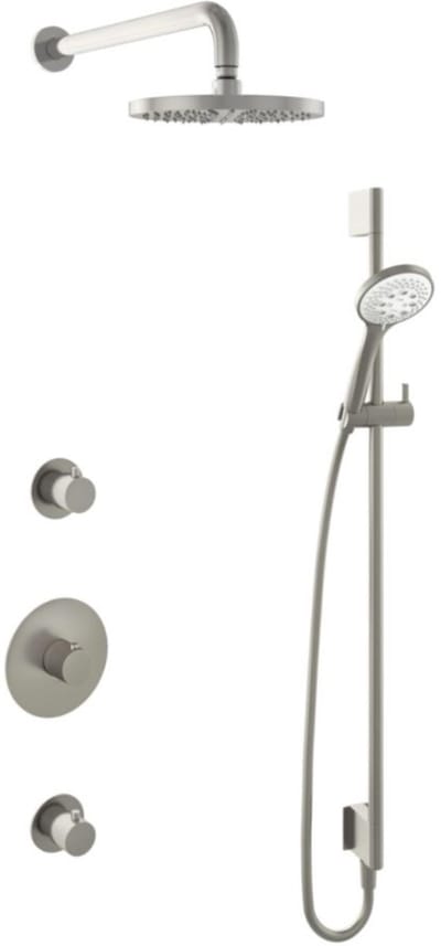 Hotbath Buddy - Inbouw Regendoucheset - 2 Stopkranen - Thermostatisch - Wandarm 35 cm - Hoofddouche 200 mm - Ronde Handdouche 3 Standen - Glijstang 900 mm - Waterbesparend - V02
