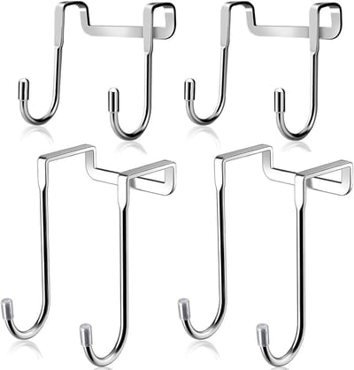 Deurhaken Set van 4 Stuks voor Kleding, Dubbele Haken voor Badkamer en Keuken, Rvs Hangers voor Kasten en Wandmontage