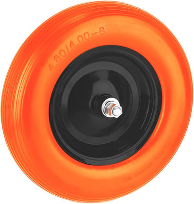 Kruiwagenwiel - Ø 39 cm - massief - zwart-oranje