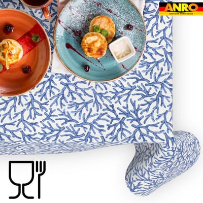 ANRO Tafelkleed Koraal Blauw 140cm x 20m Rechte rand Afwasbaar Waterafstotend Binnen & Buiten