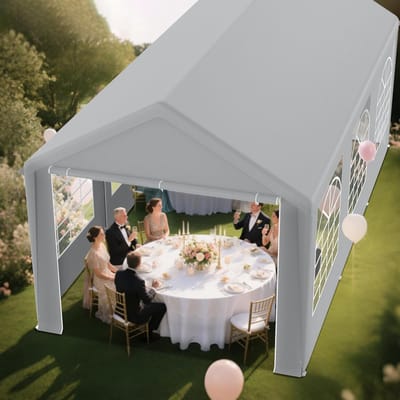 Stevige Tuintent 3 x 6 meter met PE Dak en Zijwanden met Vensters