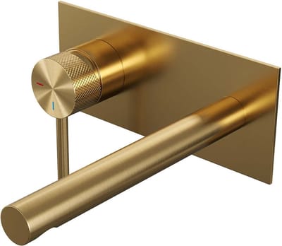 Brauer Gold Edition inbouw wastafelmengkraan met rechte uitloop en afdekplaat model A2 goud geborsteld PVD