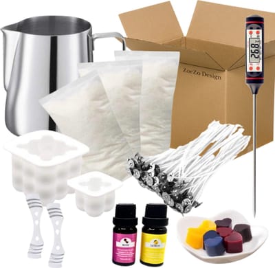 ZoeZo Kaarsen Maken Set L - Inclusief Kaarsenlonten, Smeltplan, Kaars Mallen, Geurolie en Gietvorm - Hobbypakket