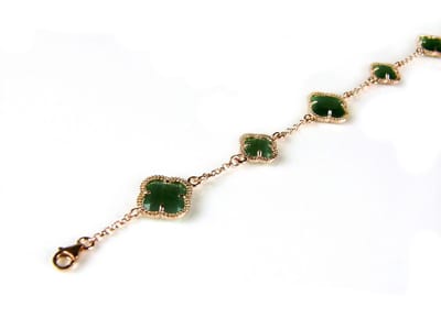 model 5 fiori armband in zilver roze verguld donkergroen