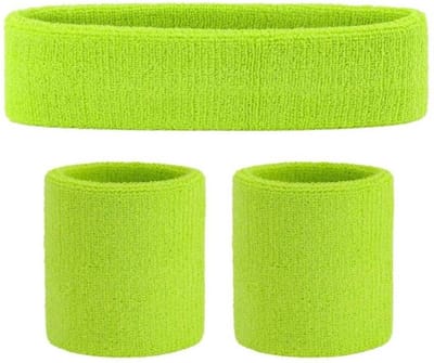 New Age Devi - Zweetbandjes set 3 stuks - Hoofd en pols zweetbandjes - Licht Groen