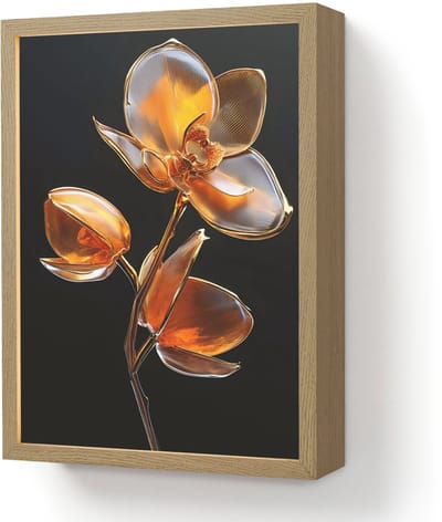 Wandlamp 30x40 cm - Oplaadbaar - Bloem - Orchidee - Oranje - Wandlampen binnen woonkamer - Slaapkamer lamp - Decoratieve nachtlamp - Vloerlamp draadloos