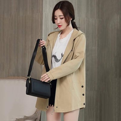 Herfst Dames Casual Met Capuchon Windjack Jas Buitenjas Buitenkleding Jas Trenchcoat Riem Slanke Tops Jas 3XL kaki
