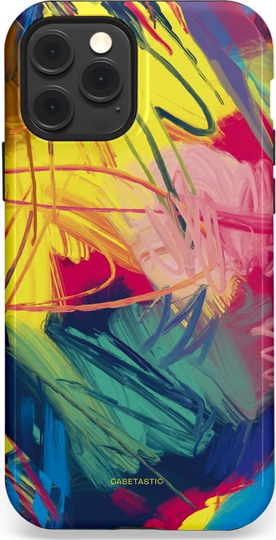 Casetastic Hoesje Geschikt voor Apple iPhone 12/12 Pro Magsafe - Stijlvolle Beschermende Duo-layer Case - Kleurenstorm
