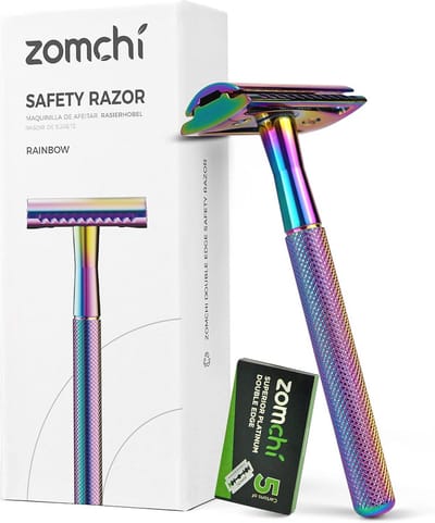 Eco-vriendelijk Veilig Scheermes voor Mannen en Vrouwen - 5 Bladen, Geschikt voor Alle Dubbelzijdige Scheermesjes, Neon Kleur