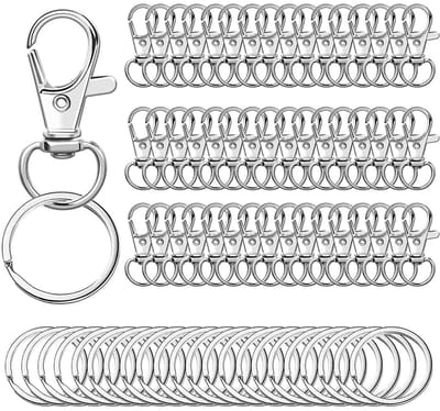 KZQ Set van 50 sluitringen voor het maken van sieraden - Zilveren karabijnhaak en karabijnsluiting - DIY-accessoires - Sleutelhangeronderdelen