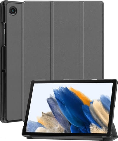 Hoesje - Geschikt voor Samsung Galaxy Tab A8 - Dun & Stevig - Hardcover Book Case - Trifold Bookcase Hoes - Hard Cover - Tablethoes - Grijs