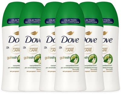 Dove Advanced Care Anti-Transpirant Deodorant Roller - Cucumber & Green Tea - bevat Pro-Ceramide technologie die de huid kalmeert en helpt herstellen - 6 x 50 ml
