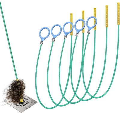 5-pack 75 cm afvoerslang, gootsteenontstopper gereedschap, haarklompenverwijderaar, herbruikbare afvoerreinigers en ontblokkers voor toilet, gootsteen, badkamer badkuip, riool - groen (90 cm)