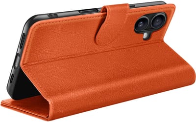 Zanae, Hoesje geschikt voor iPhone 16 - Wallet Case & Magneetsluiting, Oranje