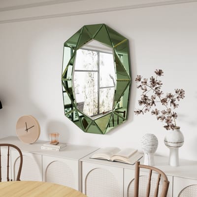 Artloge Wandspiegel Woonkamer - Decoratieve Wandspiegel - Ovale spiegel in groen - 100 x 72 cm - Luxe Glazen Spiegel voor woonkamers, slaapkamers en gangen