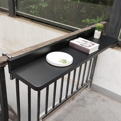 Opklapbare Balkontafel - Hangende Buitentafel - Genieten Buiten - Montage Zonder Boren - 120x28cm - Zwart