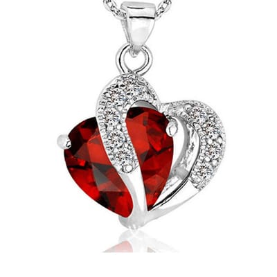 Lumici® | Amethist Ketting - Rood Hartje - Steen - Liefde - Relatie - Geschenk - Natuur - Zomer - Lente - Cadeau Voor Vrouwen - Moederdag Cadeau - Valentijn - Liefde - Verrassing - Goud & Zilver