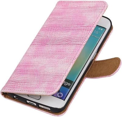 Samsung Galaxy S6 Edge Bookstyle Wallet Hoesje Mini Slang Roze - Cover Case Hoes