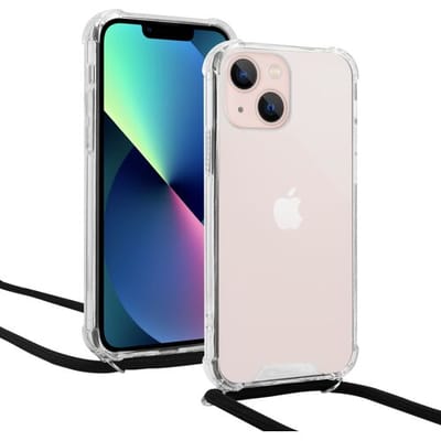 ShieldCase telefoonhoesje geschikt voor Apple iPhone 13 shock hoesje met koord - Shockproof case - Hoesje met touwtje - Transparant hoesje touw - Doorzichtig Shockcase hoesje met koord