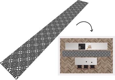 Keukenloper - Keukenmat - Patronen - Zwart Wit - Doolhof - 400x50 cm - Keuken vloerkleed
