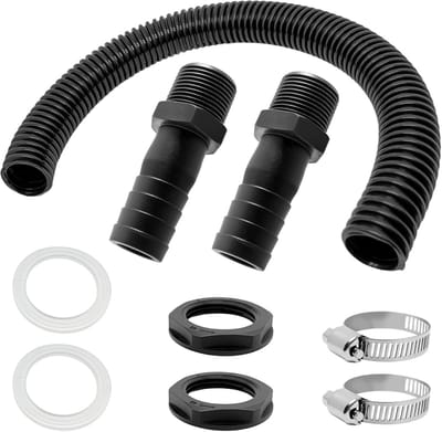 SnelShoppen - Connectieset voor regentonnen, incl. 50 cm slang en 2 x 25 mm slangaansluitingen met borgmoeren voor wateropslag, roest- en vorstbestend