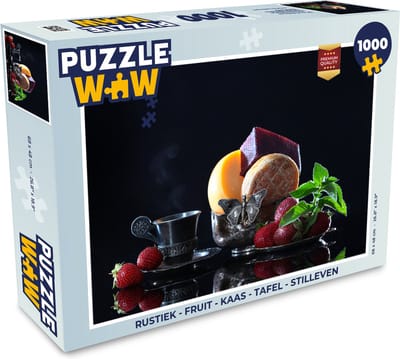 Puzzel Rustiek - Fruit - Kaas - Tafel - Stilleven - Legpuzzel - Puzzel 1000 stukjes volwassenen
