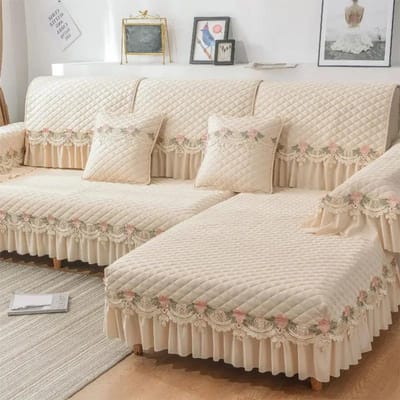 Pluche bankhoezen Vier seizoenen bank handdoek Stoffen zitkussen Rugleuning handdoek Eenvoudige moderne bankhoes Antislip bankbedhoes 70X70cm 1pcs beige