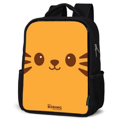 NoBoringSuitcases.com® - Rugzak zwart - Schooltas jongen & meisje - Kattengezicht - Rugtas voor school - Boekentas kind - Schoolrugzak - Kinderrugzak