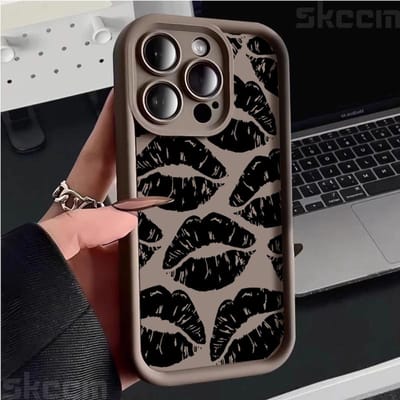 Zwarte Lippen Kus Print Siliconen Zachte Hoes Voor Samsung Galaxy S25 S24 Ultra S23 S22 Plus S21 S20 FE A55 A54 A15 A35 Hoes Samsung S25