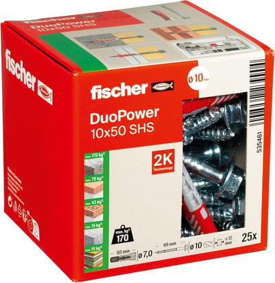Universele Kunststof Pluggen - Professionele Bevestigingen - Stevig Ophangen - 2 Componenten Technologie - 10 x 50 mm - Meerkleurig