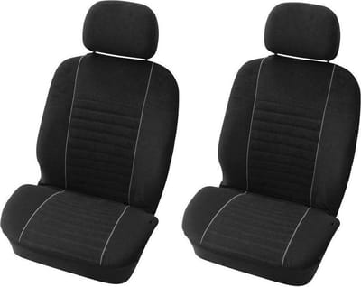 Carpoint Stoelhoezenset Velours – 4-Delig – Universeel – Zij-Airbag Geschikt – Zwart/Grijs – Luxe Look & Bescherming