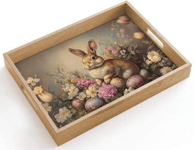 Dienblad hout 40x30 cm - Schootdienblad - Haas - Stilleven - Bloemen - Borrelplank rechthoek - Plateau dienbladen
