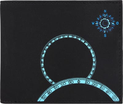 oxmox portemonnee New Cryptan RFID Protect Querscheinbörse Windrose Print Cyan Black zwart