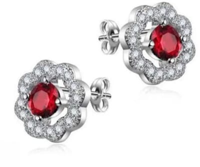 Aramat Jewels | Oorbellen | Rode Zirkonia Dames Oorbellen - Zilver 925 | Groen | |10mm | Zilver | Volwassenen | Verkleurd niet