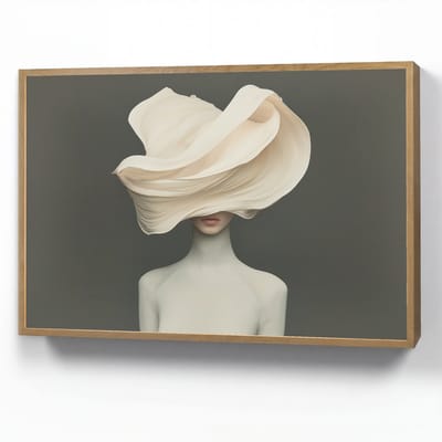 Wandlamp 90x60 cm - Oplaadbaar - Vrouw - Beige - hoed - Wandlampen binnen woonkamer - Slaapkamer lamp - Decoratieve nachtlamp - Vloerlamp draadloos