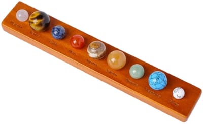 Zonnestelsel Kristallen Bol Set - Negen Planeten Educatief Specimen Display