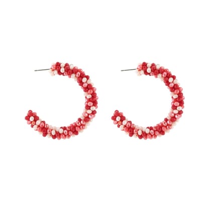 Oorbellen Strass Rood/Wit - Stainless steel – 4.5 cm – Trendy – Nikkelvrij -Verkleurt niet