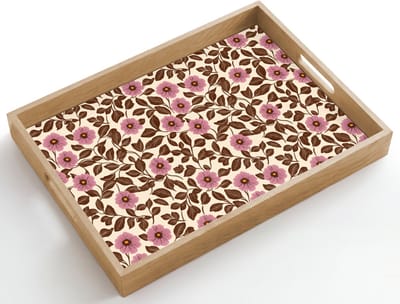 Dienblad hout 50x35 cm - Schootdienblad - Bloemen - Bladeren - Kleurrijk - Borrelplank rechthoek - Plateau dienbladen