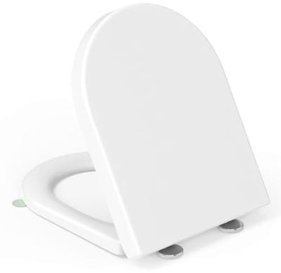 D-vormige Toiletbril met Softclose & Handgreep - Eenvoudig Te Reinigen, Draagvermogen 150 kg, 46,4 x 35,9 x 5 cm