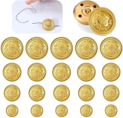 Dailygoods - 20 Stks Gouden Knoppen voor Blazer Knop Set Metalen Messing Knopen Vintage Jas Knop Voor Blazer Suits Jas Uniform 15Mm 18Mm 20Mm 25Mm