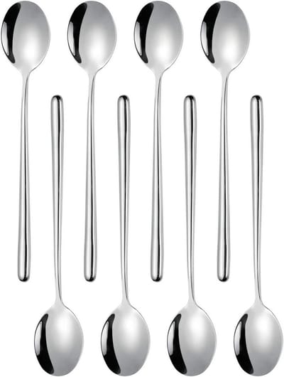 Set van 8 RVS Soeplepels met Lange Steel - Aziatische Stijl Eetlepels