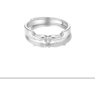 Chique Engelenvleugel Ring Voor Koppel Roze Hart Zirkonia Eeuwigheidringen Romantische Voor Altijd Liefde Vinger Sieraden Valentijnsdag Cadeau resizable&Platinum Plated white