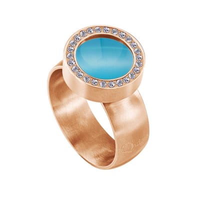 Quiges RVS Schroefsysteem Zirkonia Ring Rosegoudkleurig Mat 16mm met Verwisselbare 12mm Mini Munt - SLSRS51116