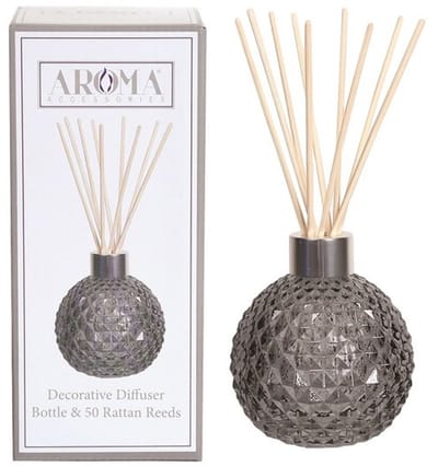 Geurstokjes - Woodbridge - Diffuser - Lege Glazen Geur Verspreider met 50 rotan stokjes (Grijs)