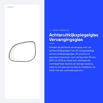 Dailygoods - Achteruitkijkspiegelglas - Vervangingsglas - Voor Hyundai I10 2011-2013 - Wit - Elektrisch bedienbaar - Geen dimfunctie - Inclusief backi...