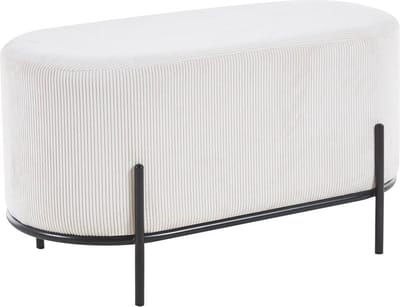 Poef Naomi Beige - Stof - Breedte 80 cm - Diepte 40 cm - Hoogte 42 cm